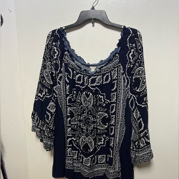 “EST: 1946” SZ: (26/28W) Boho Adjustable Top Bell/Like Sleeves Blues, Whites P/L - Picture 1 of 4